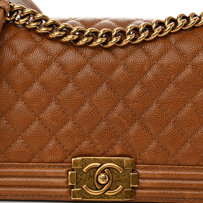 Chanel Caviar Quilted Medium Boy Flap Light Brown 8 of 11