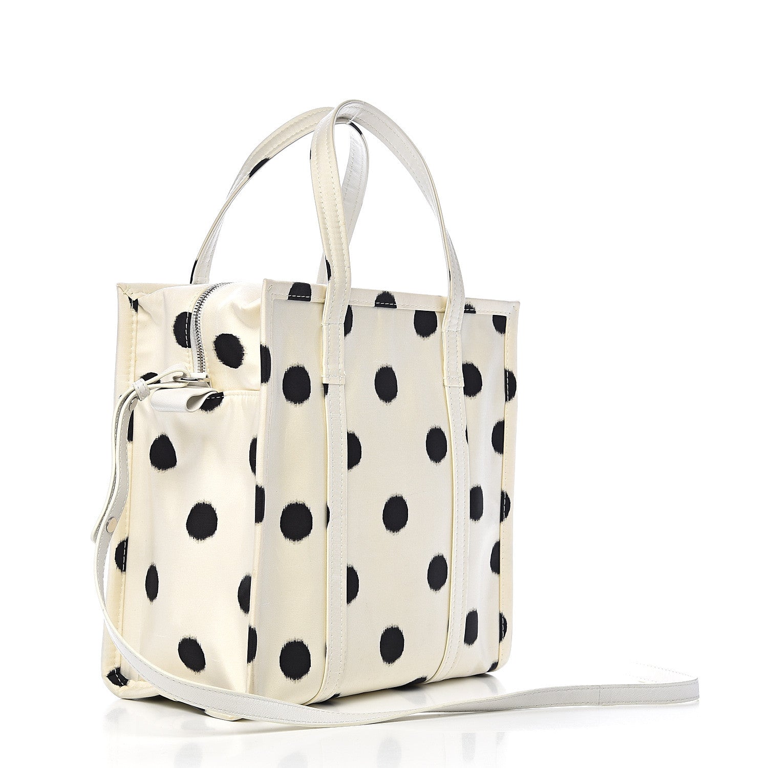 Balenciaga Silk Polka Dot S Bazar Shopper Tote White Black 2 of 9