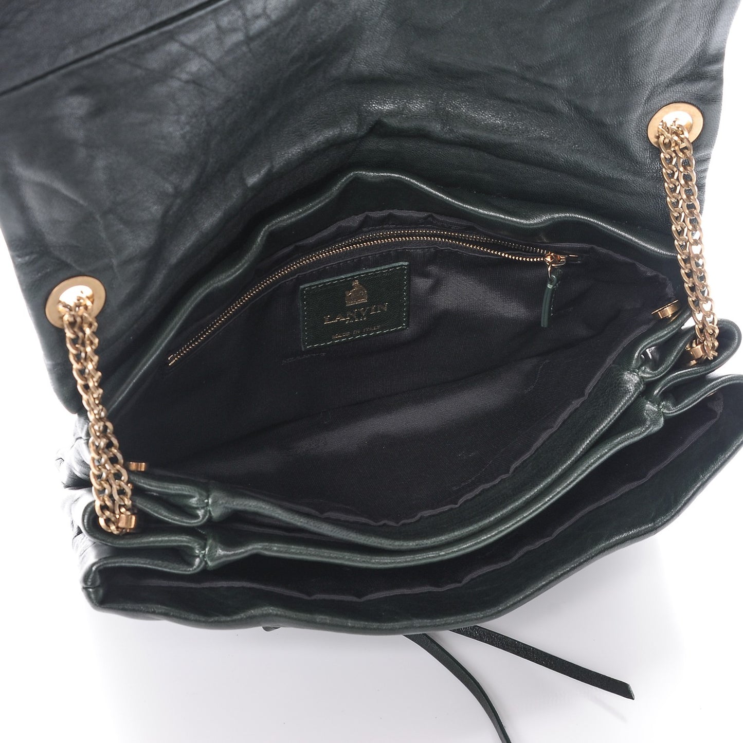 Lambskin Quilted Medium Sugar Flap Shoulder Bag Bottle Green