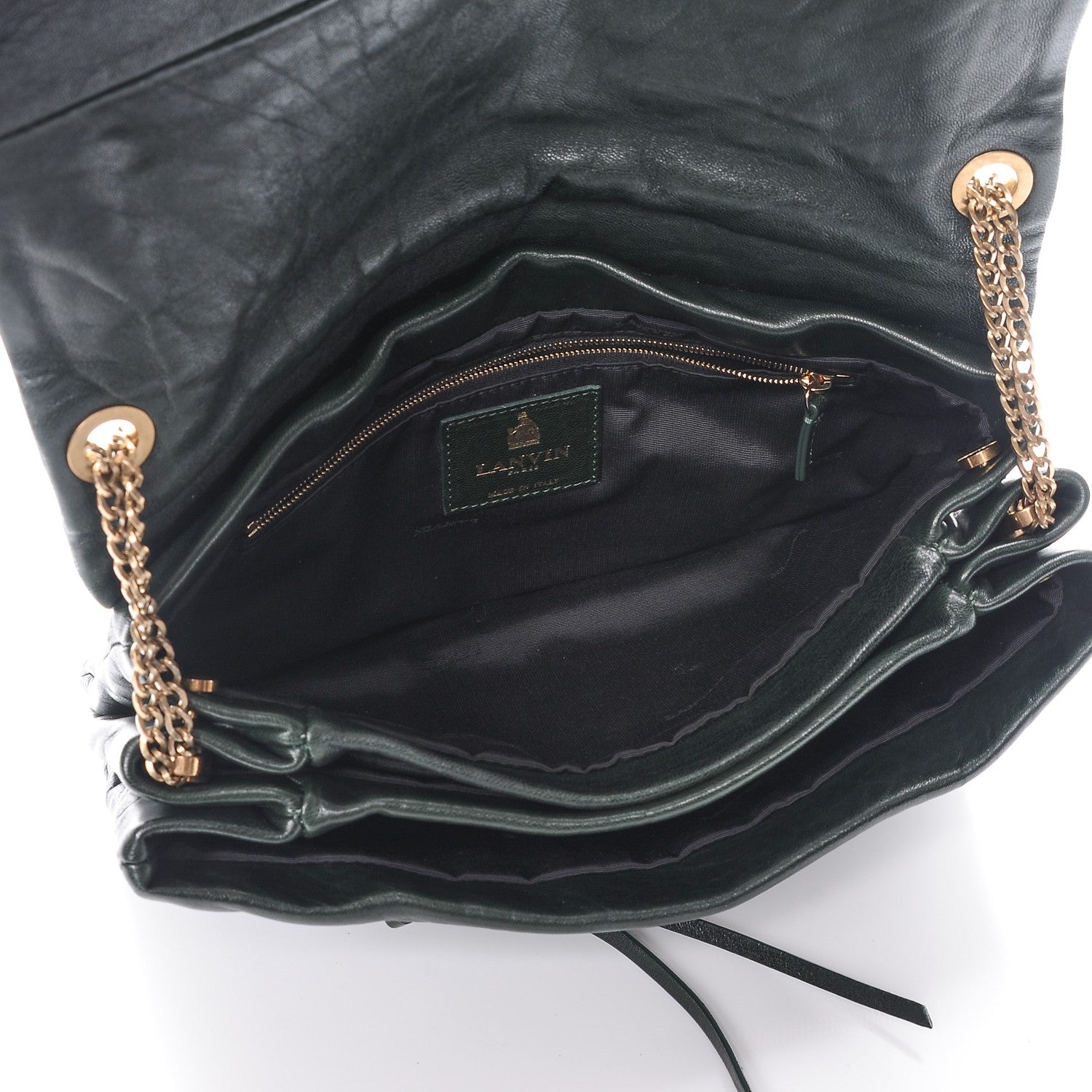 Lanvin Lambskin Quilted Medium Sugar Flap Shoulder Bag Bottle Green 6 of 7