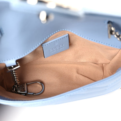 Gucci Calfskin Matelasse Super Mini GG Marmont Shoulder Bag Porcelain Light Blue 5 of 9