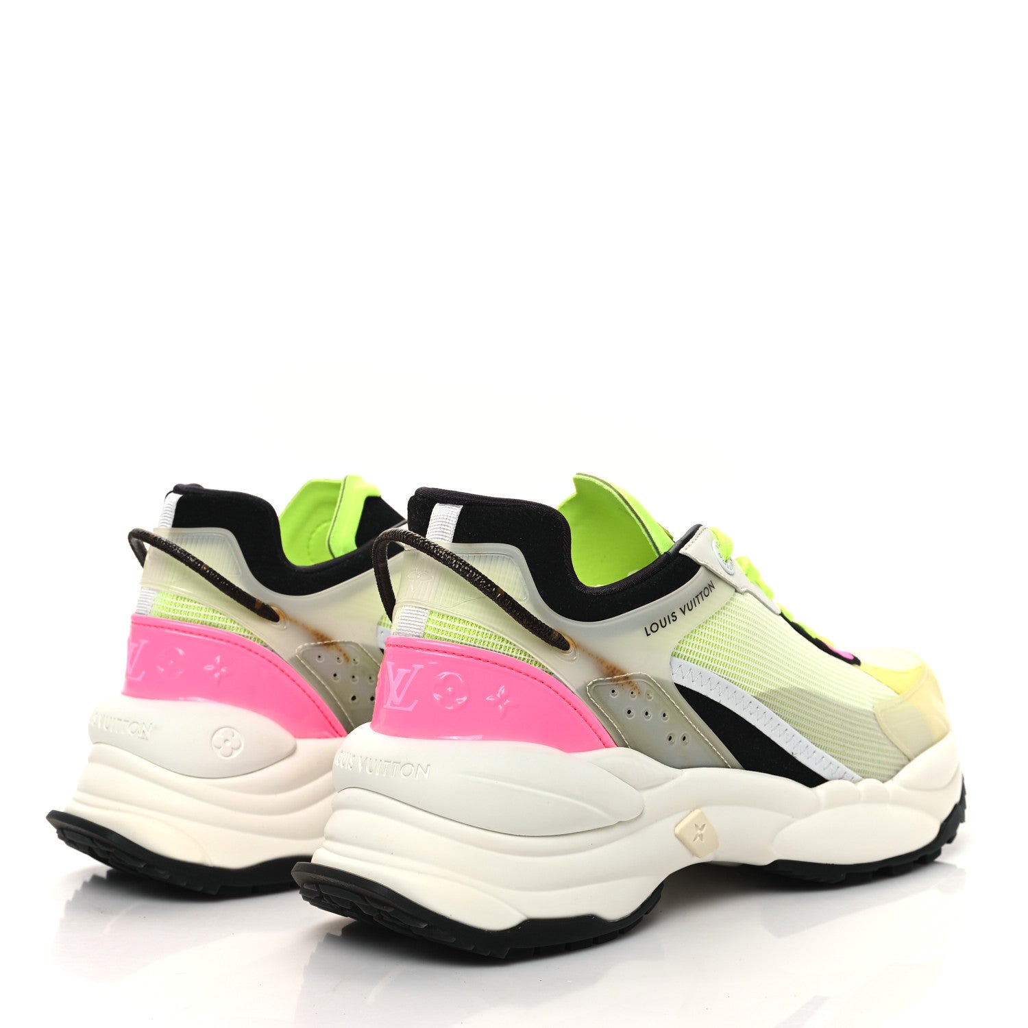 Louis Vuitton Monogram Calfskin Run 55 Sneakers 40 Pink White Yellow 4 of 8
