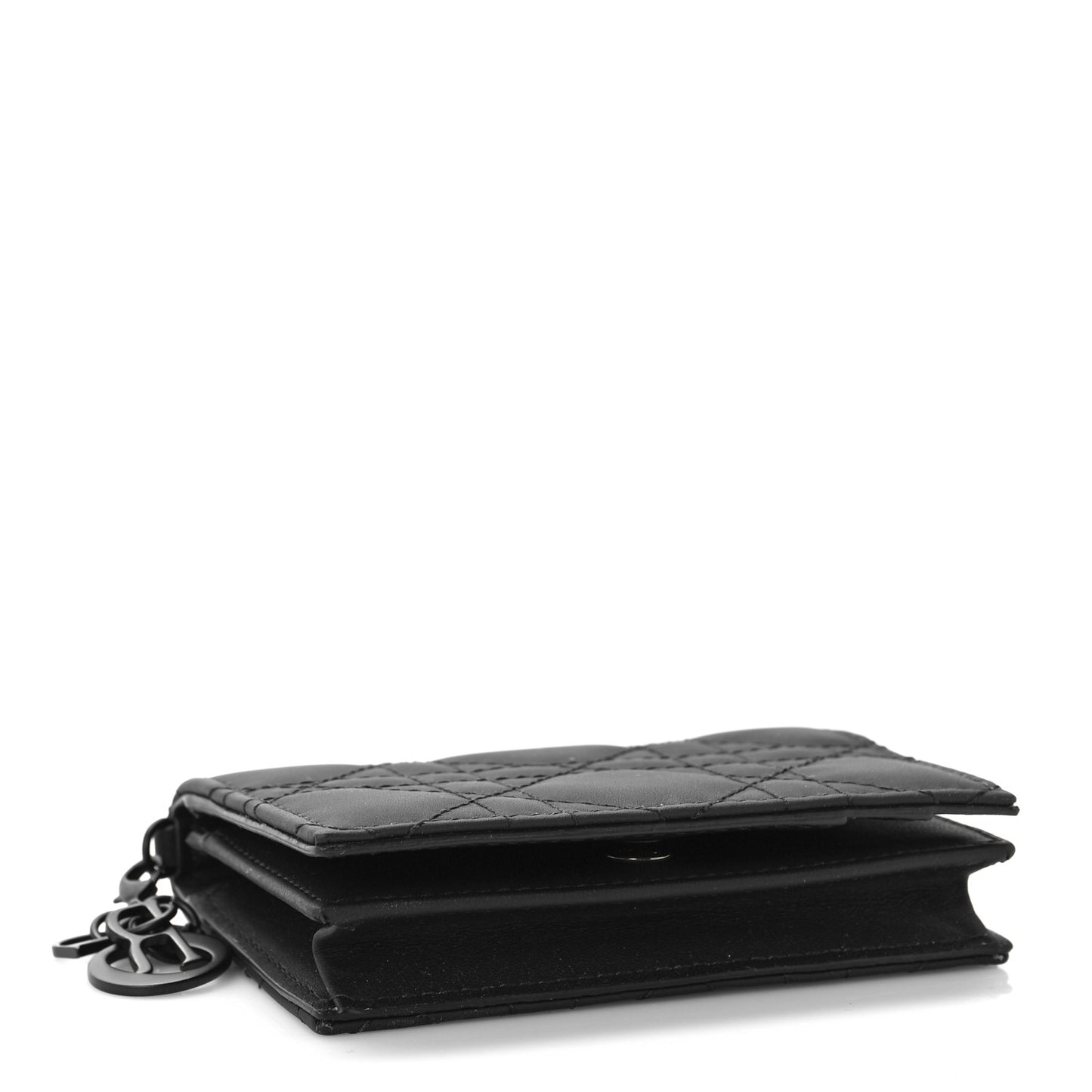 Ultra Matte Calfskin Small Lady Dior Flap Card Holder Black