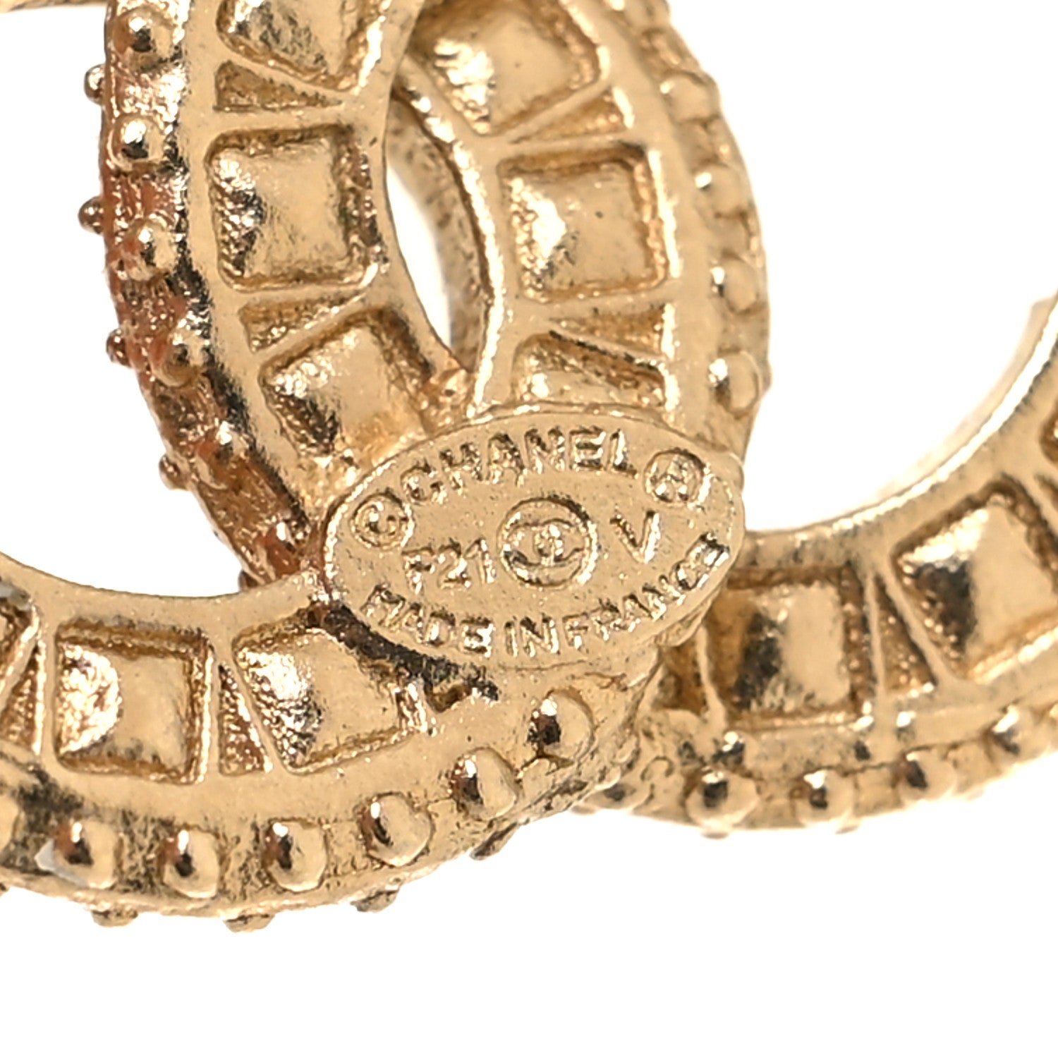 Chanel Crystal Timeless CC Earrings Light Gold 4 of 4