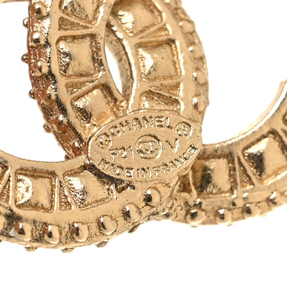 Chanel Crystal Timeless CC Earrings Light Gold 4 of 4