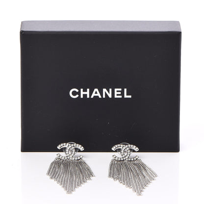 Chanel Crystal CC Chain Drop Earrings Silver 5 of 5