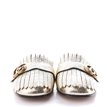 Gucci Galassia Womens GG Marmont Fringe Slippers 39 Platino 2 of 8