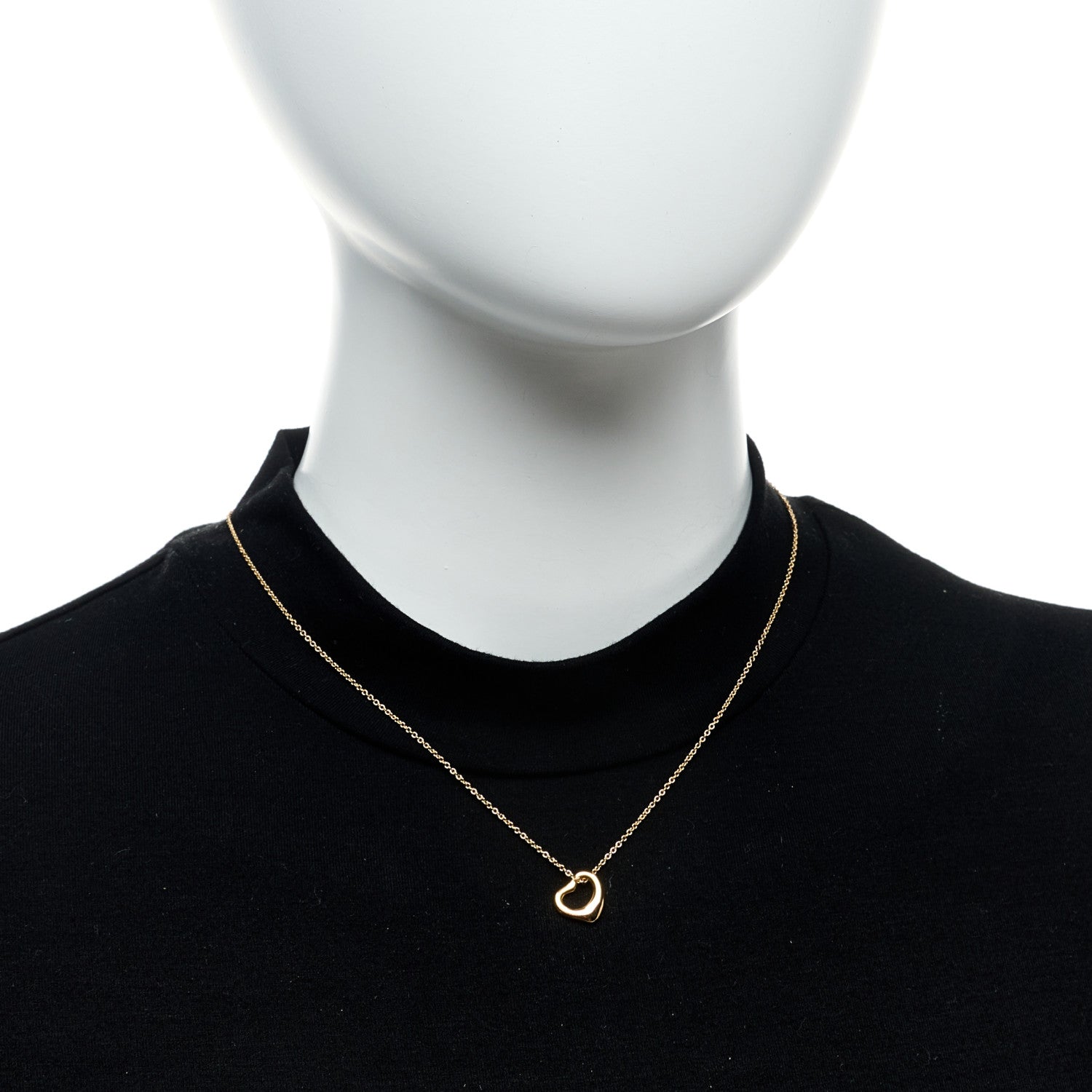 Tiffany 18K Yellow Gold 11mm Elsa Peretti Open Heart Pendant Necklace 2 of 8