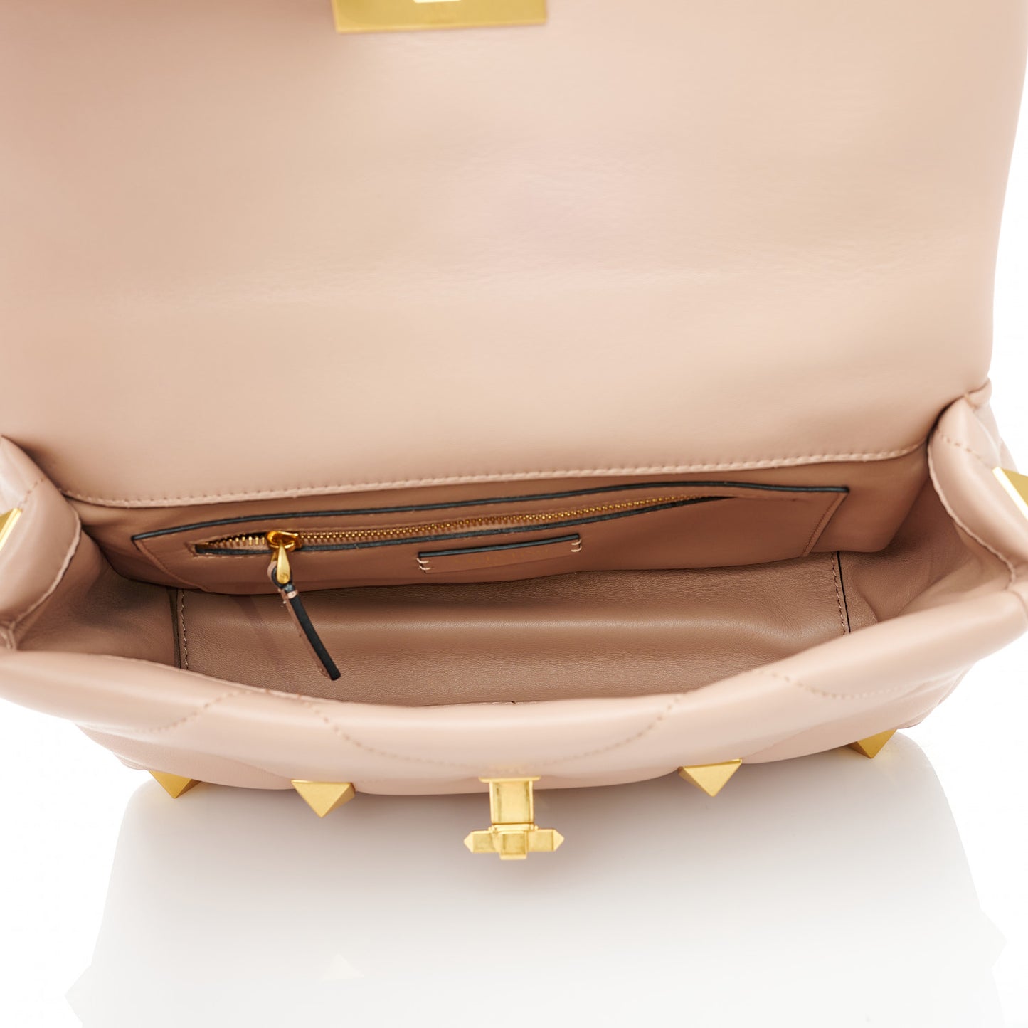 Nappa Large Roman Stud Shoulder Bag Rose Cannelle