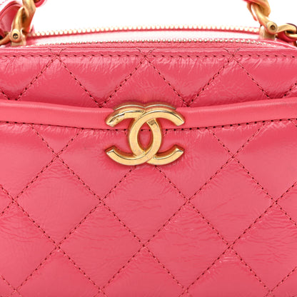 Chanel Glazed Aged Calfskin Quilted Small Top Handle Vanity Case Dark Pink 9 of 11