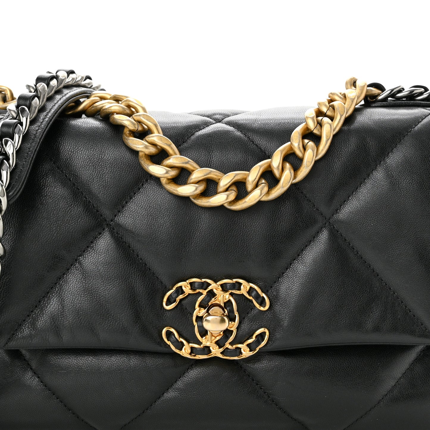 Goatskin Quilted Medium Chanel 19 Flap Black