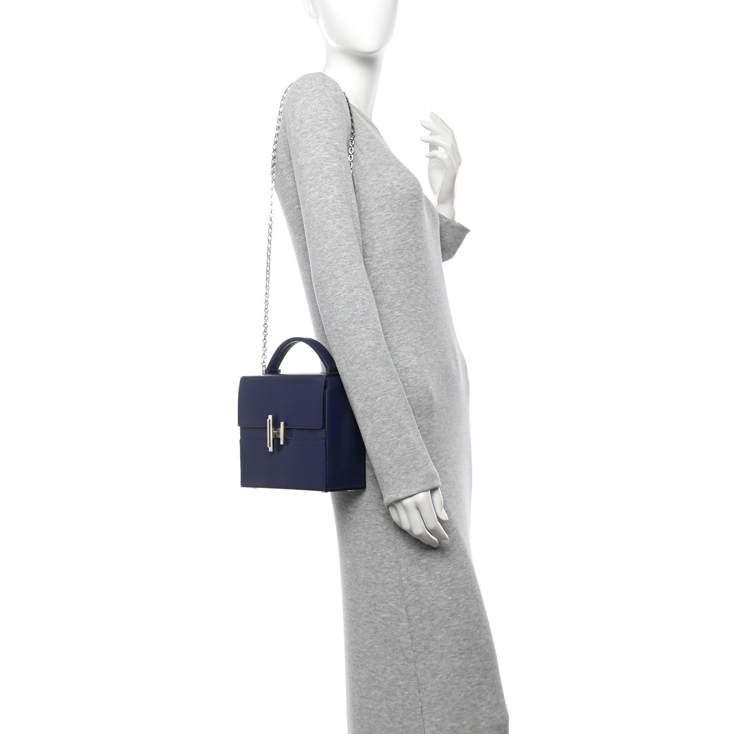 Hermes Chevre Mysore Cinhetic Boxy Top Handle Bag Blue Encre 2 of 11