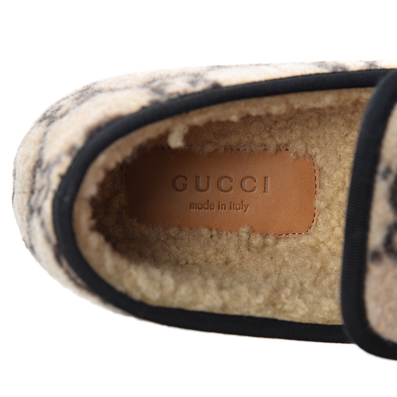 Gucci Covered Wool GG Monogram Womens Fria Horsebit Loafers 37 Beige Ebony Black Butterscotch 7 of 8