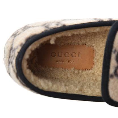 Gucci Covered Wool GG Monogram Womens Fria Horsebit Loafers 37 Beige Ebony Black Butterscotch 7 of 8
