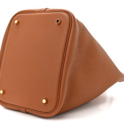 Hermes Taurillon Clemence Matte Alligator Picotin Lock Touch 22 MM Gold 8 of 9