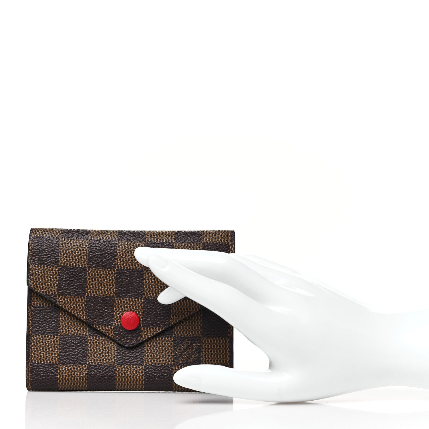 Louis Vuitton Damier Ebene Victorine Wallet Red 2 of 8