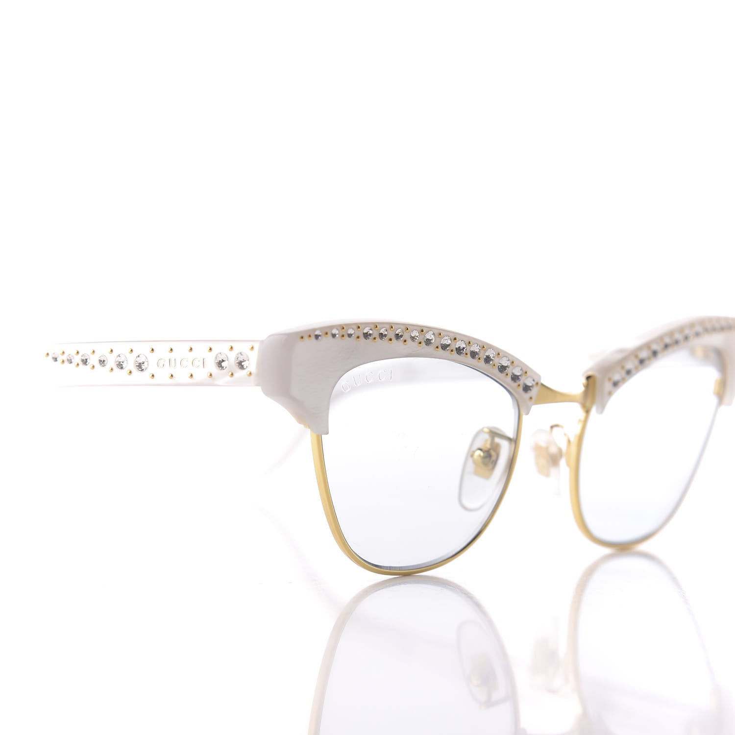 Gucci Clubmaster Cat Eye Sunglasses GG0153S Pearl White 7 of 8
