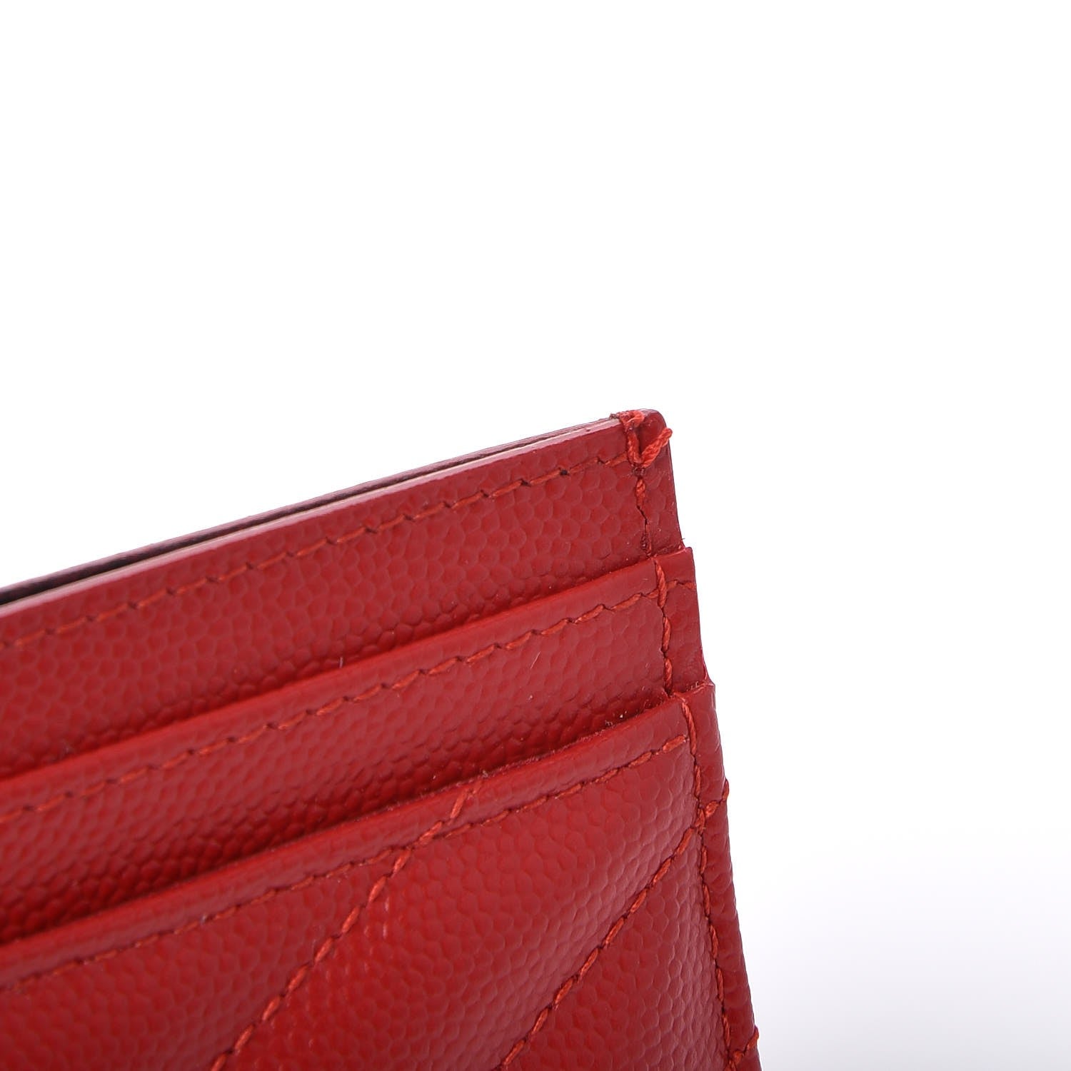 Saint Laurent Grain De Poudre Matelasse Chevron Monogram Credit Card Case New Red 4 of 9
