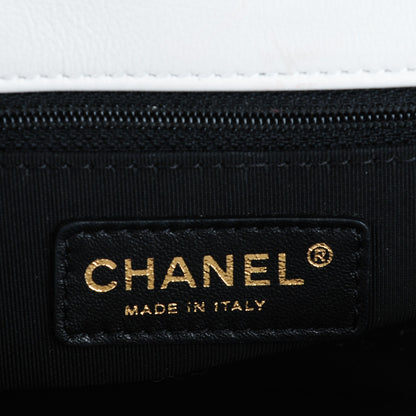 Chanel Lambskin Quilted Graphic Medium Flap Black White 7 of 8