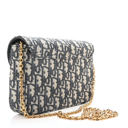Christian Dior Oblique Saddle Chain Pouch Blue 3 of 9