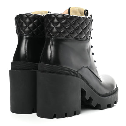 Gucci Magnum Calfskin Nappa Quilted Lace Up Ankle Boots 40 Black 4 of 9