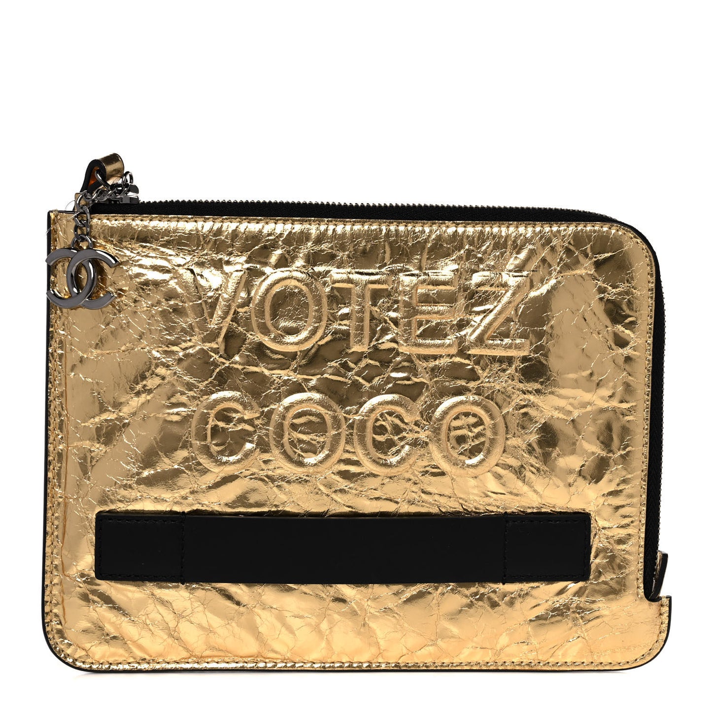 Metallic Lambskin Small Je Ne Suis Pas En Solde Pouch Clutch Gold