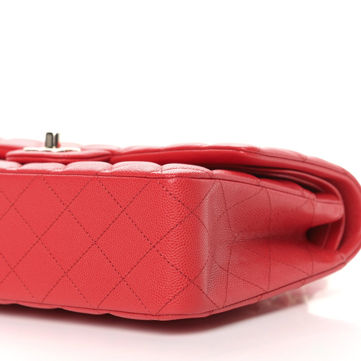 Caviar Quilted Medium Double Flap Red
