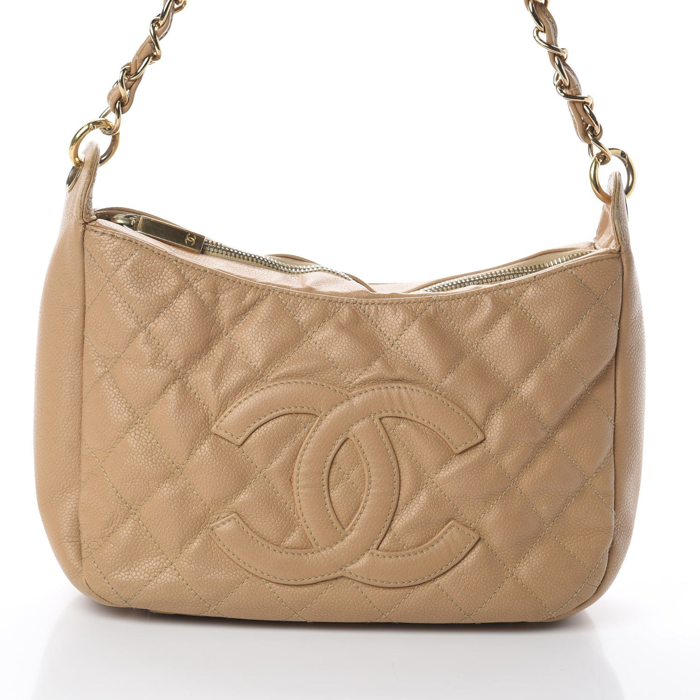 Caviar Quilted Timeless CC Shoulder Bag Beige