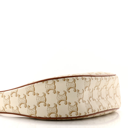 Celine Canvas Calfskin Ava Triomphe Shoulder Bag White 10 of 11
