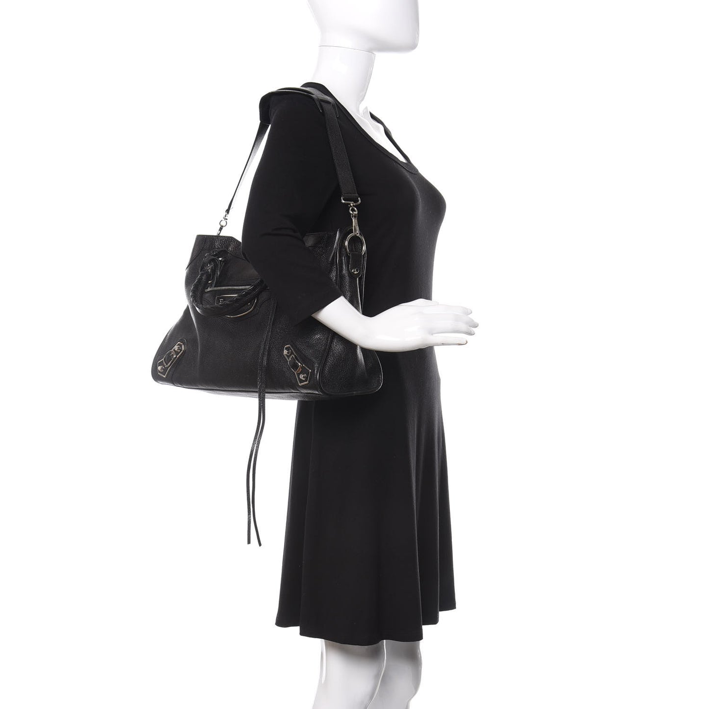 Chevre Silver Metallic Edge Hardware City Black
