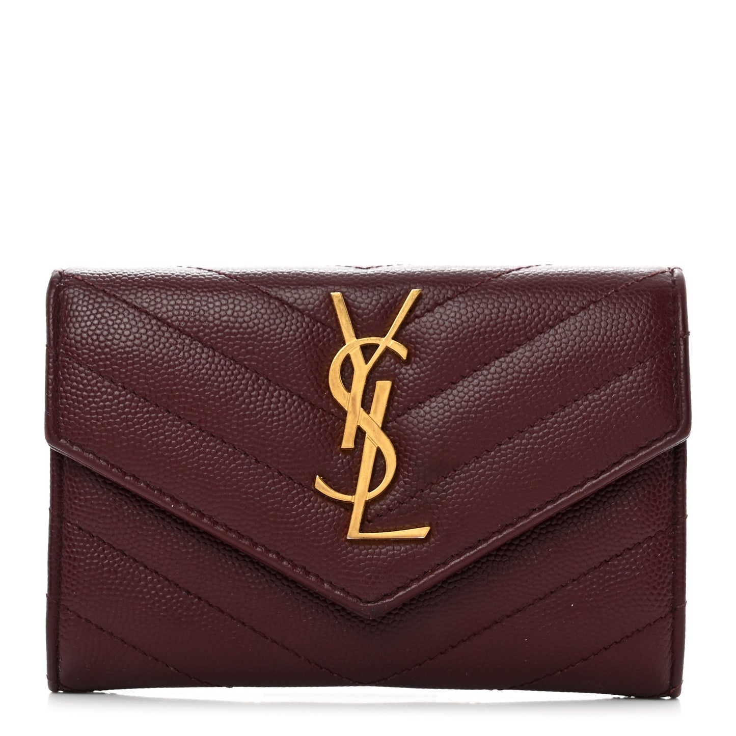 Grain De Poudre Matelasse Chevron Small Monogram Envelope Wallet Burgundy