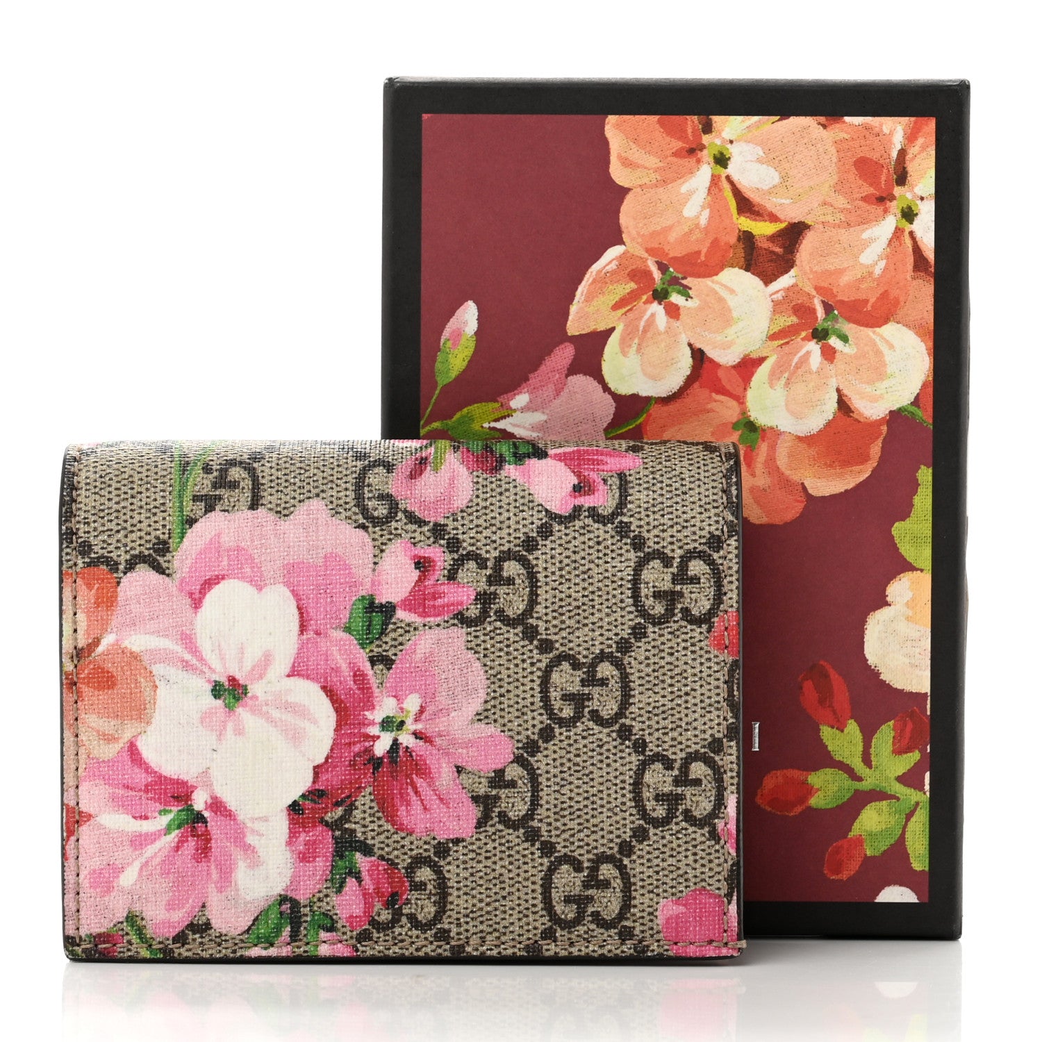 Gucci GG Supreme Monogram Blooms Card Case Beige Multicolor Dry Rose 8 of 8