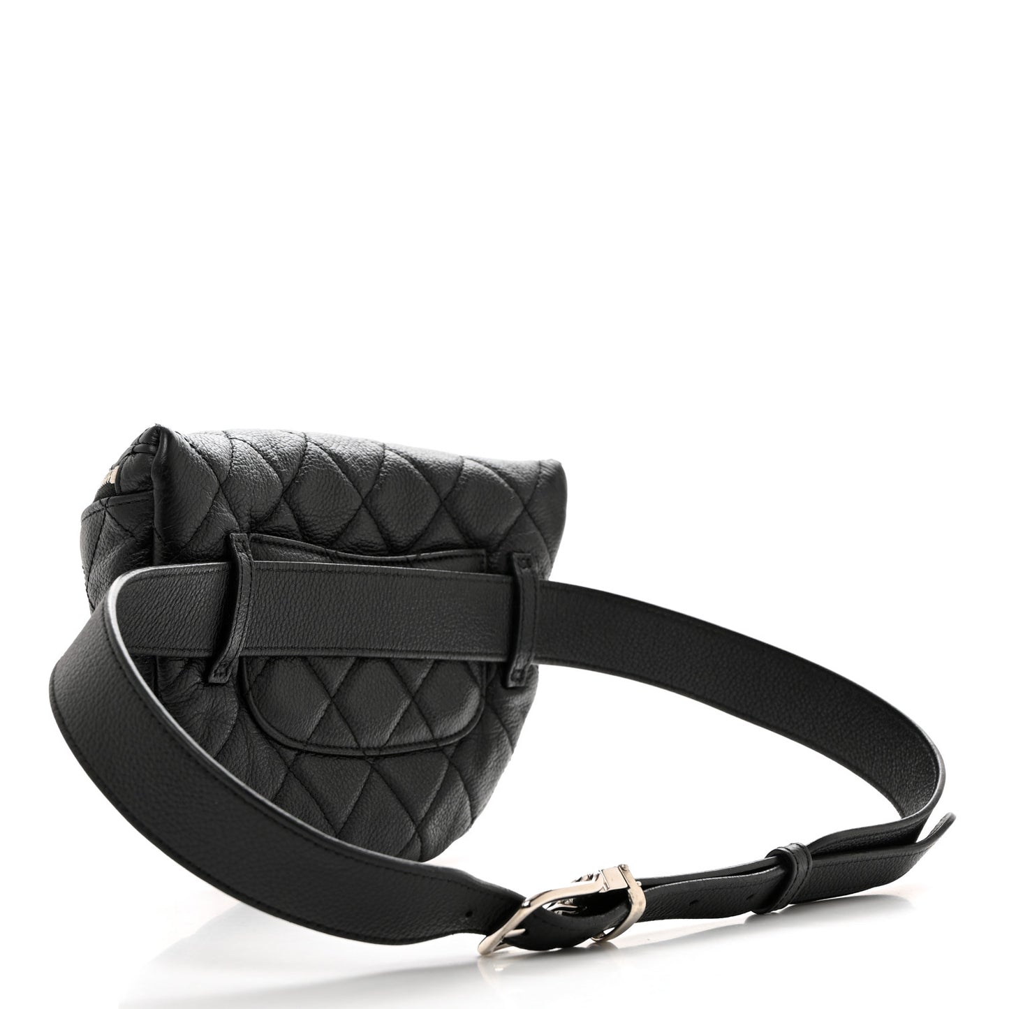 Grained Calfskin Quilted Waist Belt Bag Black