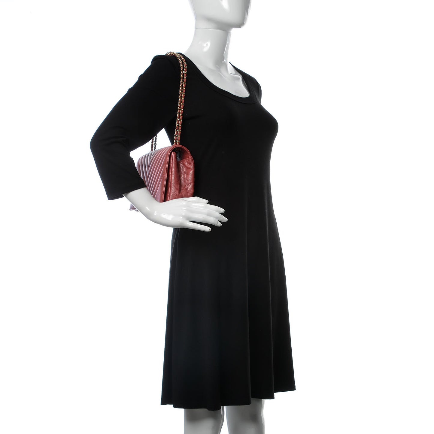 Calfskin Chevron Quilted Statement Flap Pink