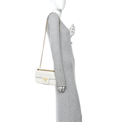 Prada Saffiano Flap Shoulder Bag Talco 2 of 9