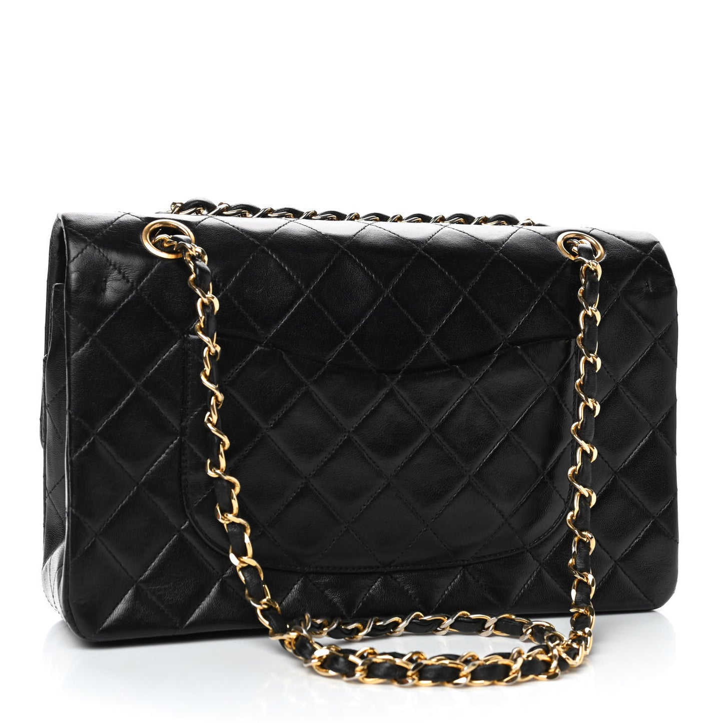 Lambskin Quilted Medium Double Flap Black