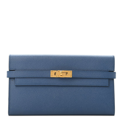 Hermes Epsom Kelly Longue Wallet Blue Agate 1 of 5