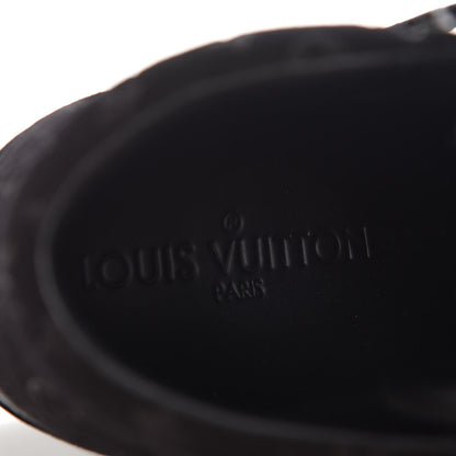 Louis Vuitton Calfskin Suede Monogram Cliff Top Wedge Sneakers 36 Black 6 of 8