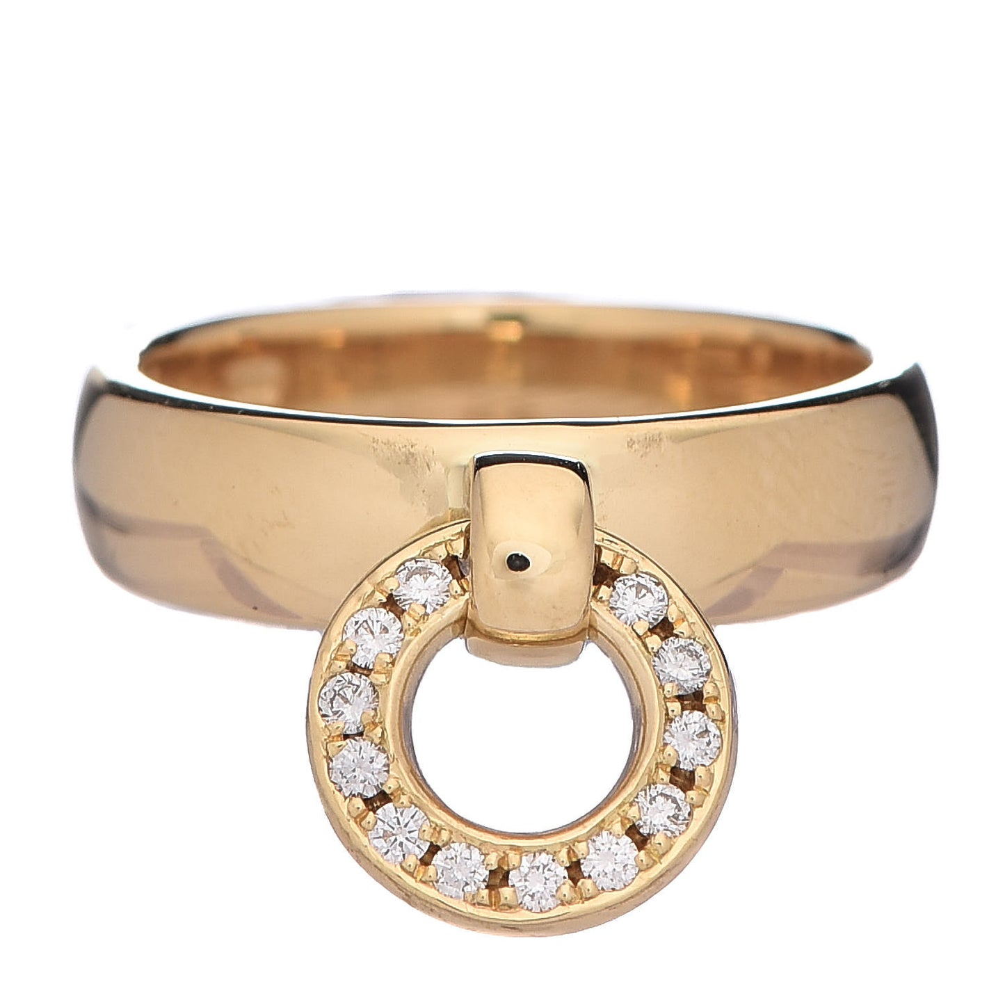 18K Yellow Gold Diamond Door Knocker Ring 50 5.25