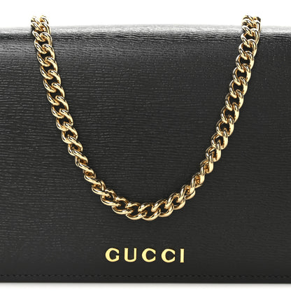Gucci Textured Calfskin Script Logo Wallet On Chain Black 7 of 9