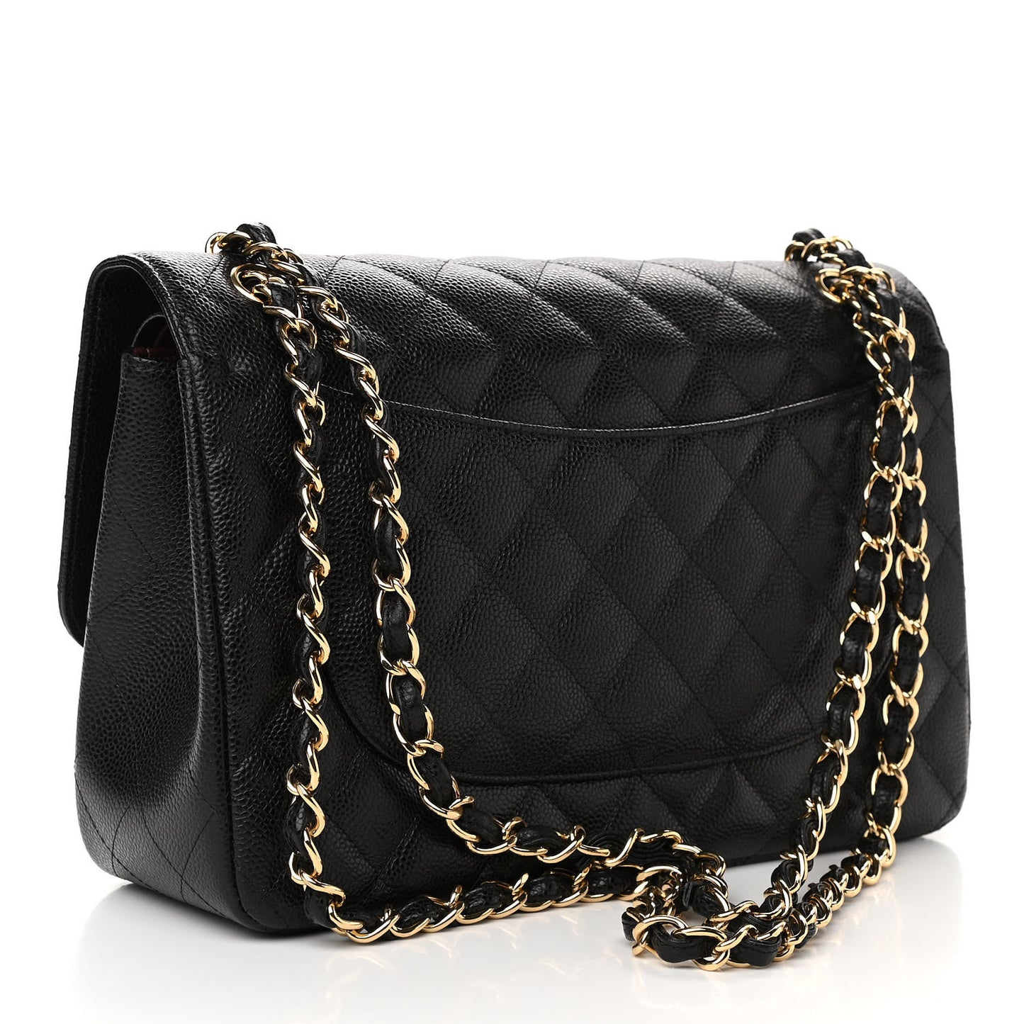 Caviar Quilted Jumbo Double Flap Black