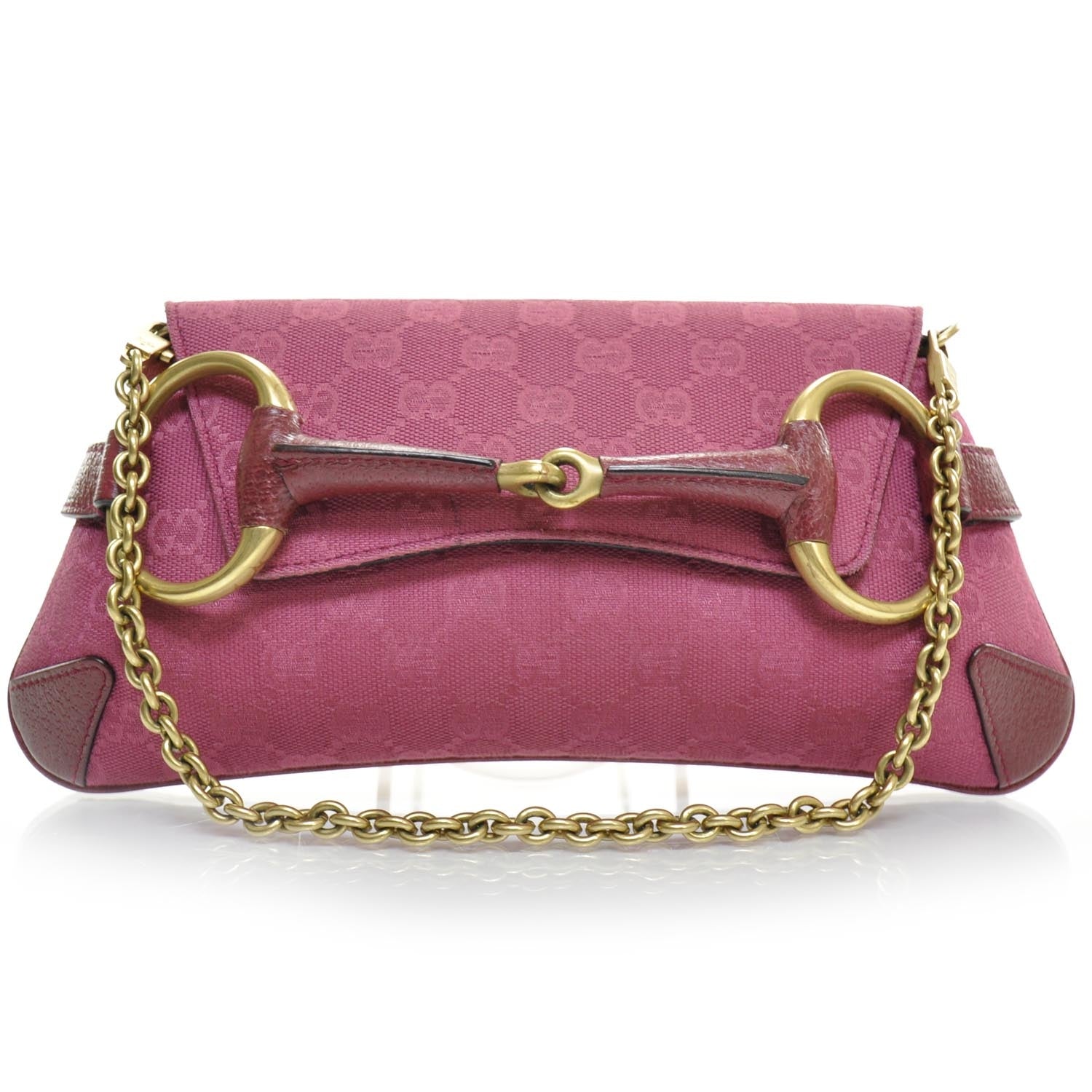 Gucci Monogram Horsebit Clutch Pink 1 of 9