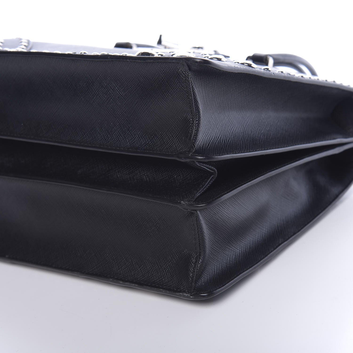 Prada Saffiano Studded Double Zip Tote Black 9 of 9