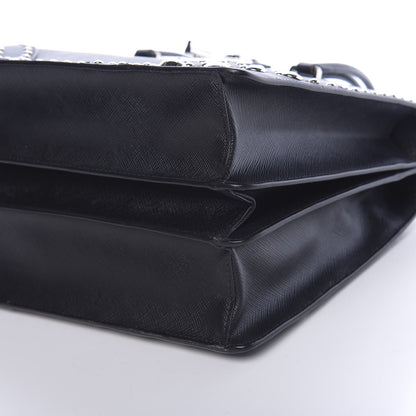 Prada Saffiano Studded Double Zip Tote Black 9 of 9