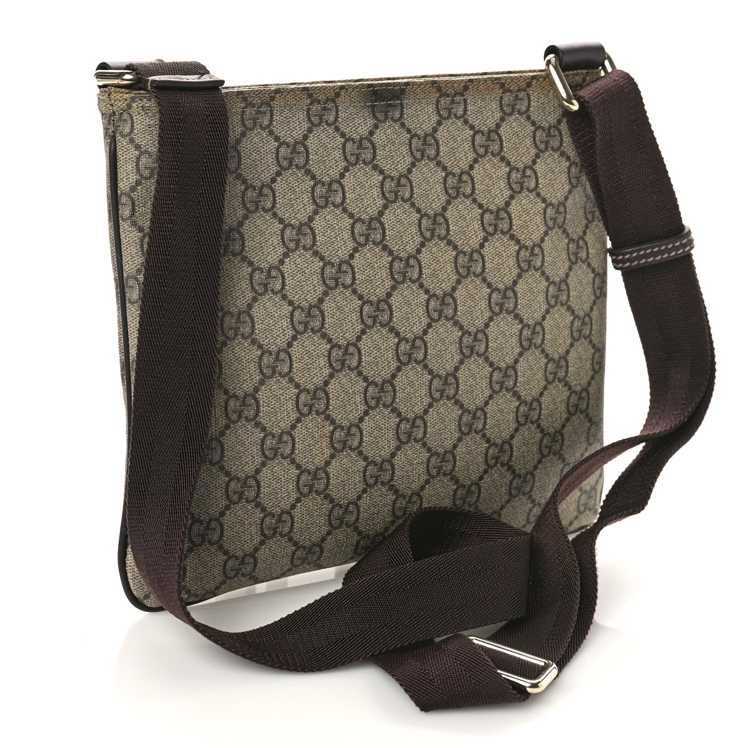 Gucci GG Supreme Monogram Small Flat Messenger Bag Dark Brown 3 of 9