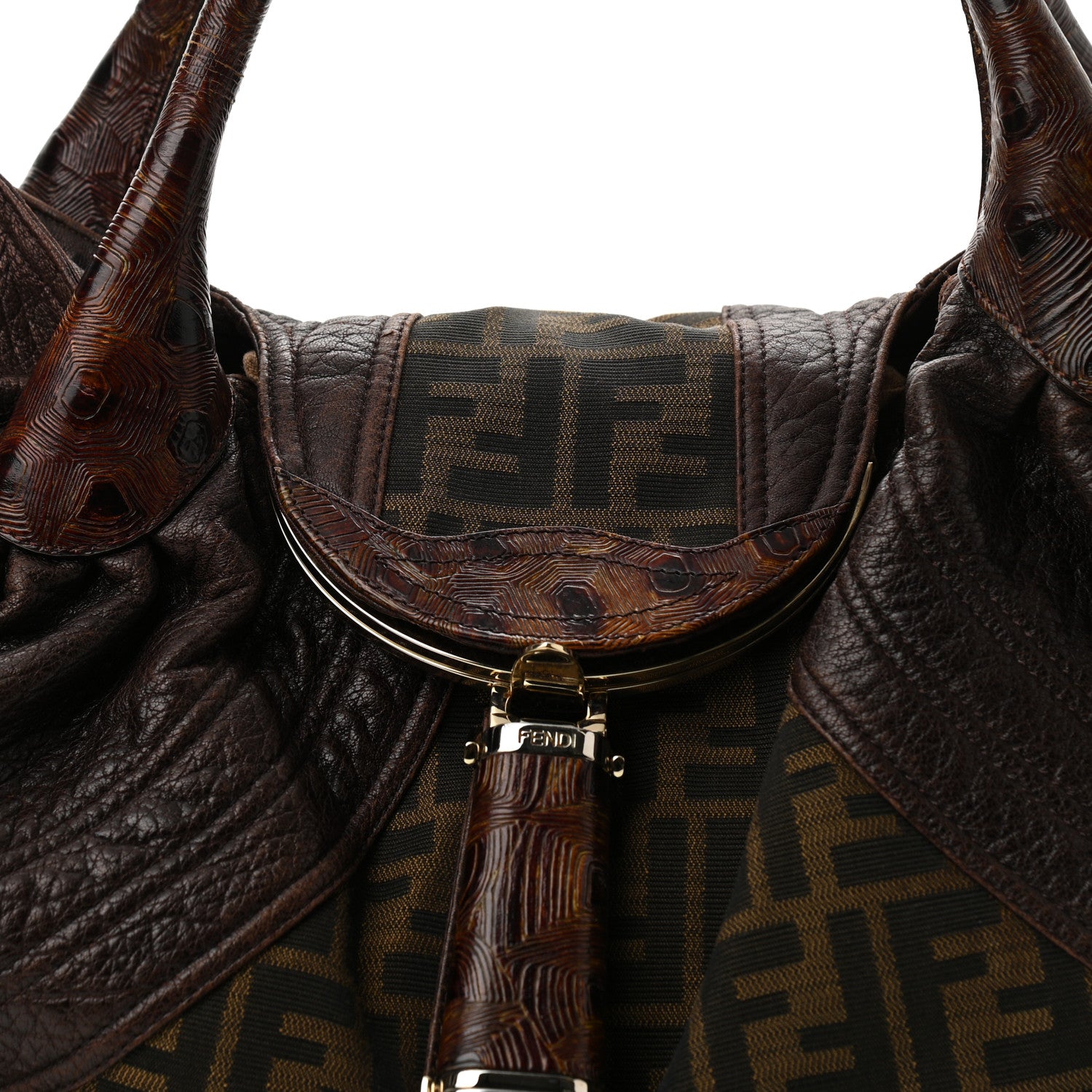 Fendi Zucca Nappa Nuvolata Vitello Tortuga Spy Tobacco Moro