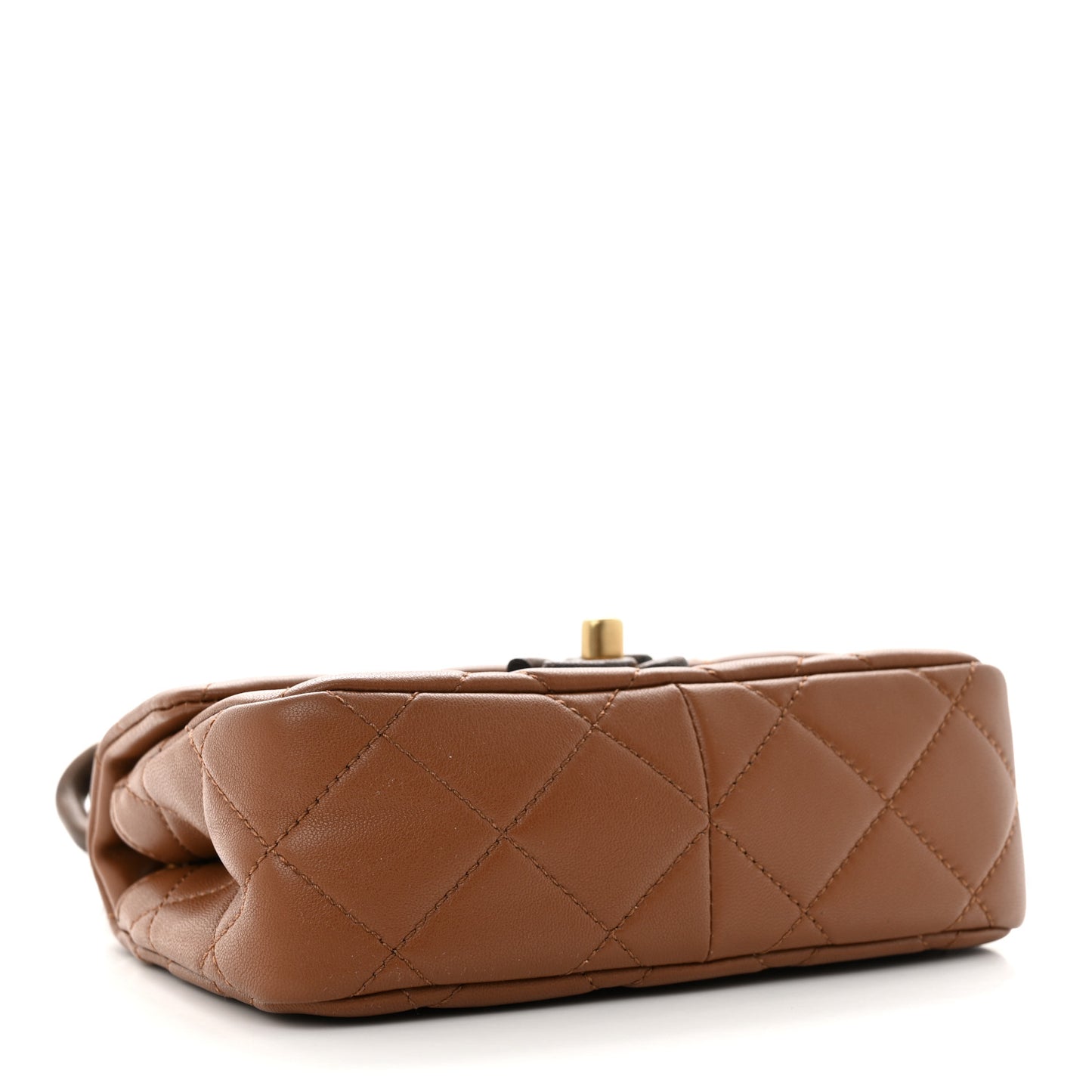 Lambskin Wenge Quilted Mini Fashion Wood Square Flap Light Brown