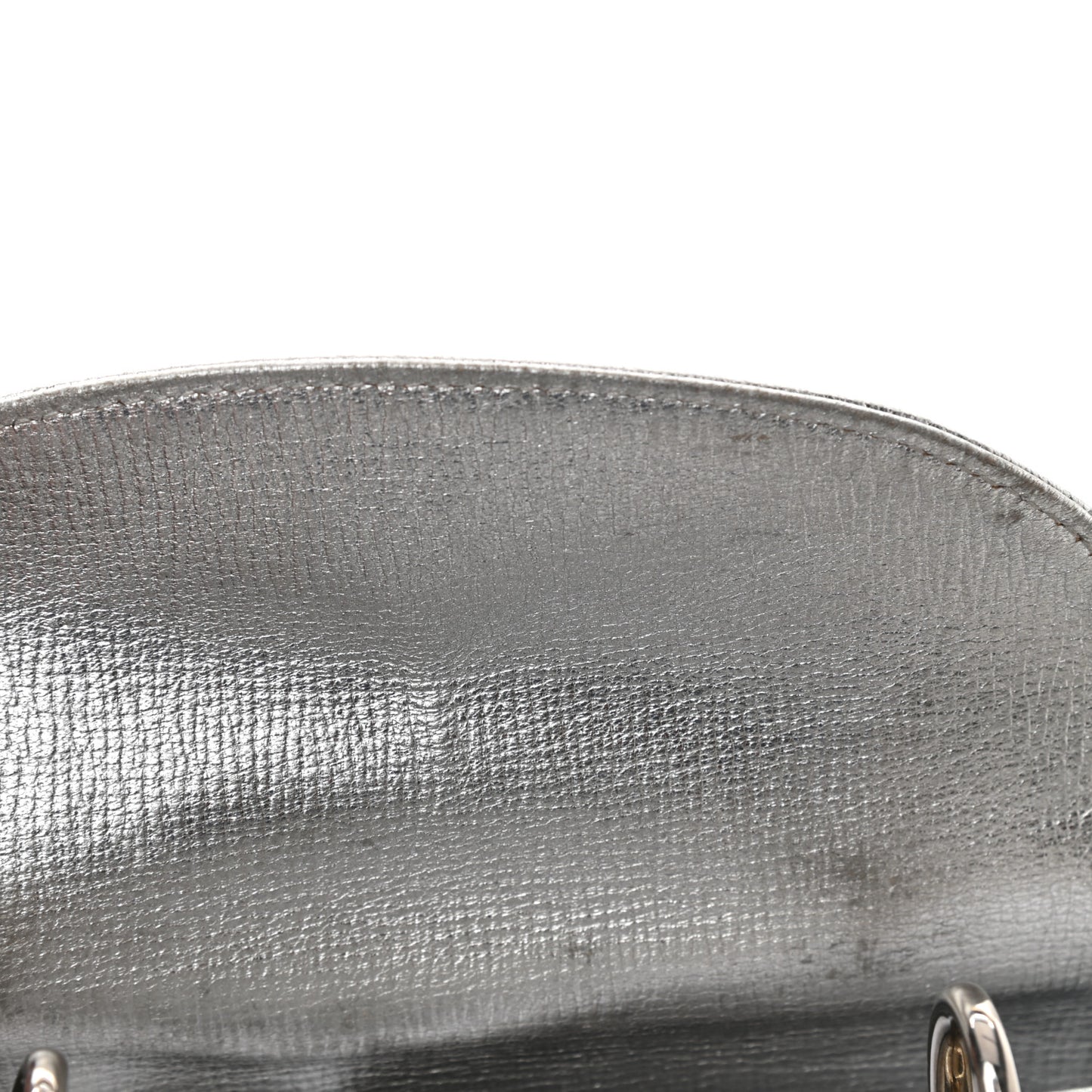 Metallic Grained Calfskin Cannage Small Lucky Badges My Lady Dior Silver