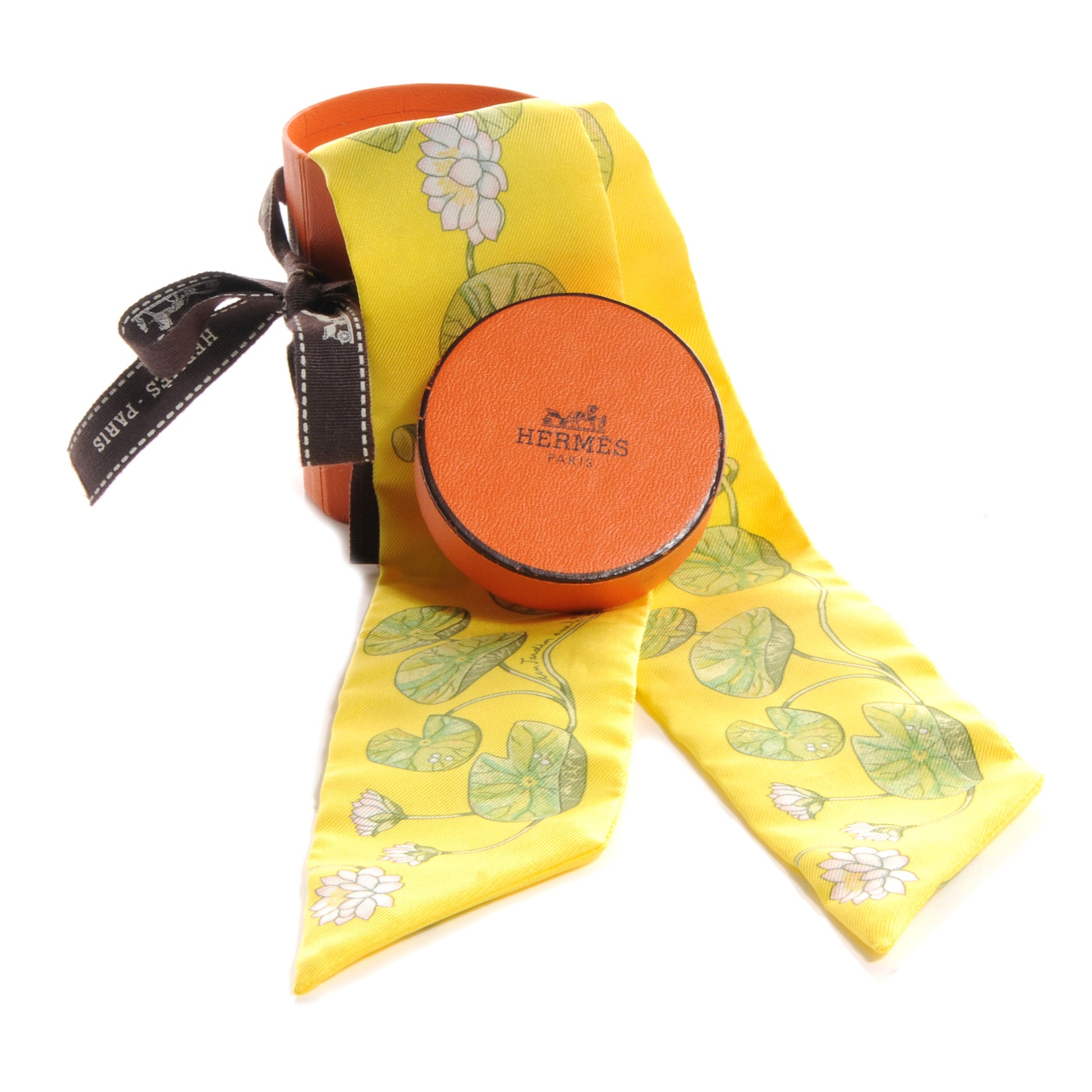 Hermes Silk Un Jardin Sur Le Nil Twilly Scarf Jaune 6 of 6