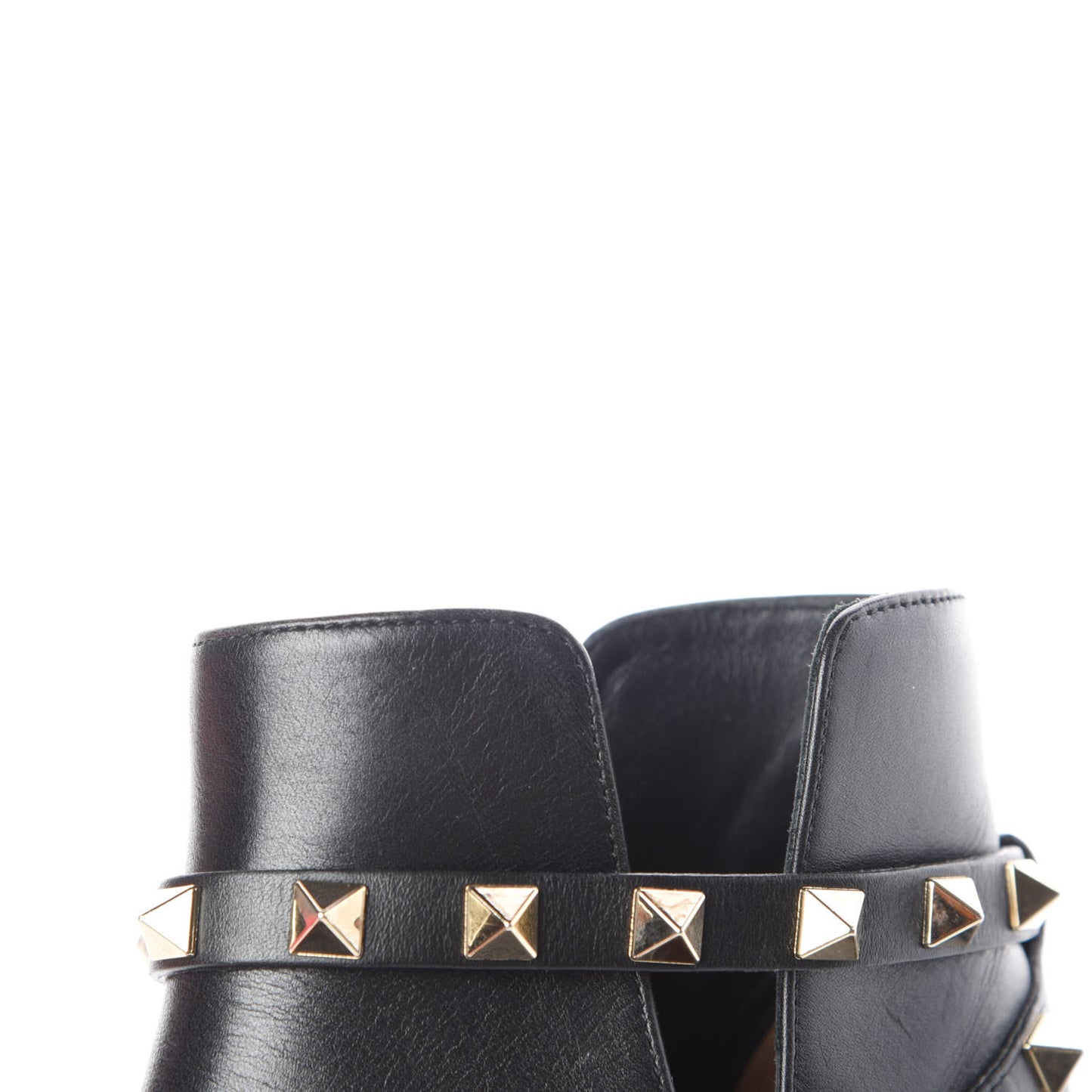 Calfskin Rockstud Double Buckle 65mm Ankle Boots 36 Black